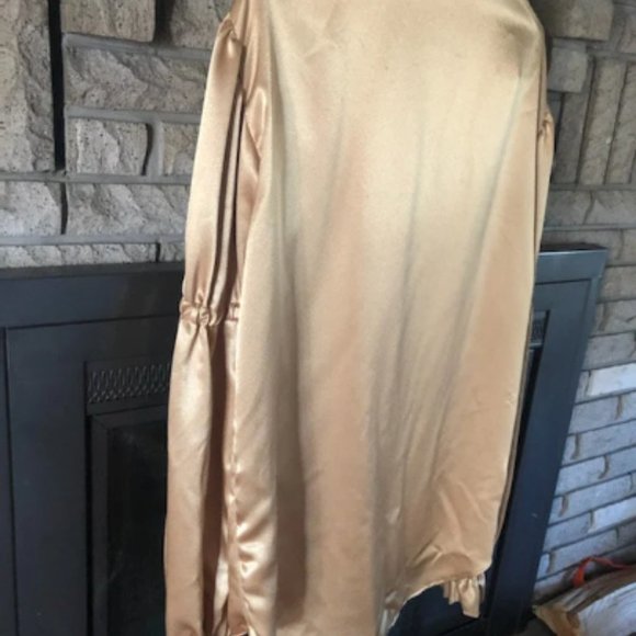UNIQUE Unisex Gold Poet Satin Blouse - Picture 6 of 7